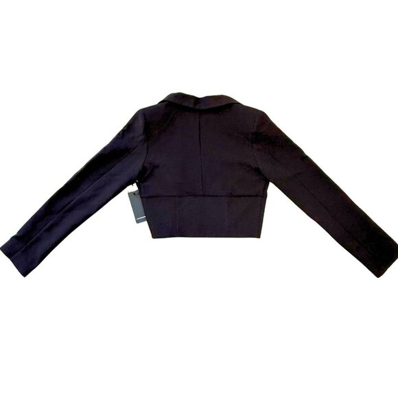 Forever 21 Black Cropped Blazer Women’s Small, Structured Hook Front NWT - Picture 2 of 6